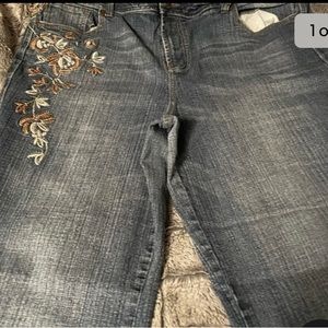 Womens Vintage ZANA Di Embroidered Jeans Flowers Y2K Size 26 3X Medium Wash